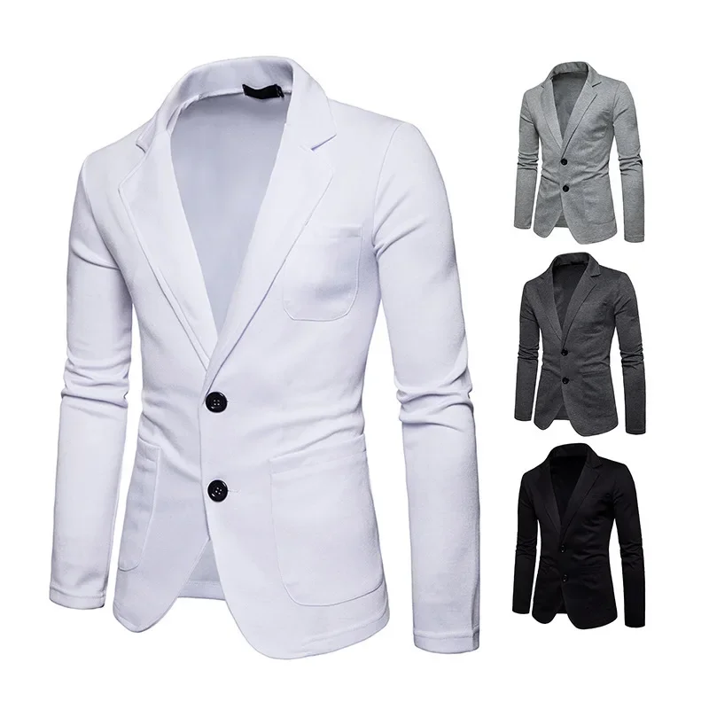 Wholesale Men's Casual Western-style Blazers Autumn New Solid Color Simple Lapel Two-piece Button Single Western Jacket 3