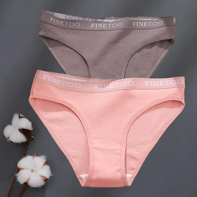 thumbnail image 1 of Bragas de algodón de M-XXL para mujer, ropa interior Sexy de tiro bajo, con cinturón y letras, lencería íntima de talla grande, 2 unids/set, 1 of 5