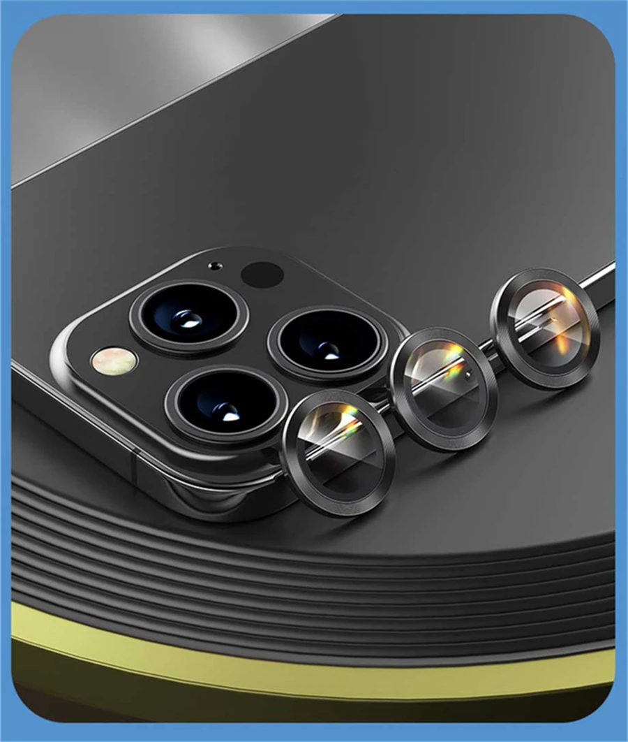 Premium Titanium Camera Protector with Tempered Glass Lens Cover Cap