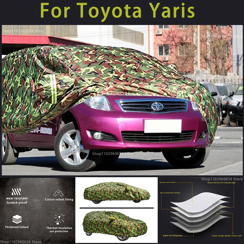 

For Toyota Yaris Oxford car cover Outdoor Protection Snow Cover Sunshade Waterproof Dustproof Camouflage Car Cover