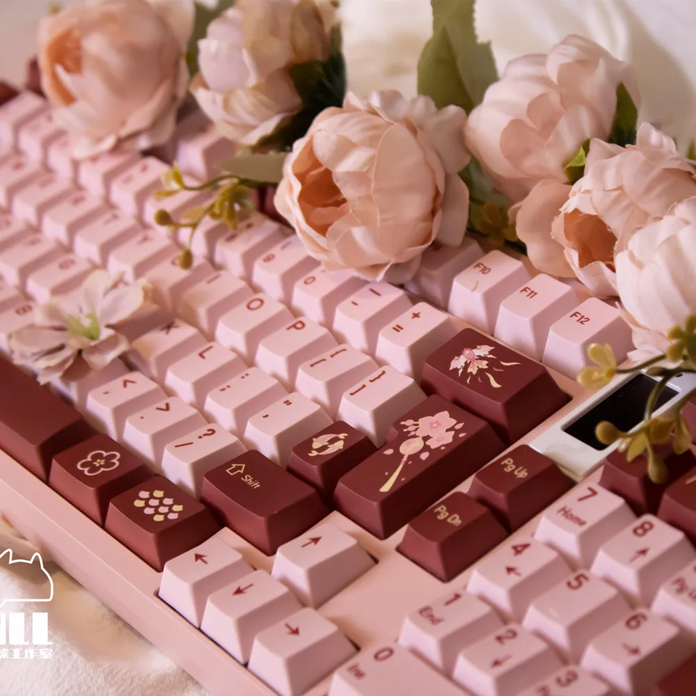 Spring Peach Keycap Teclado Mecânico Material Pbt Perfil Cereja Lado Sublimação Dye 142 Chaves para Interruptores mx Rk68 Rk87 - Imagem 5
