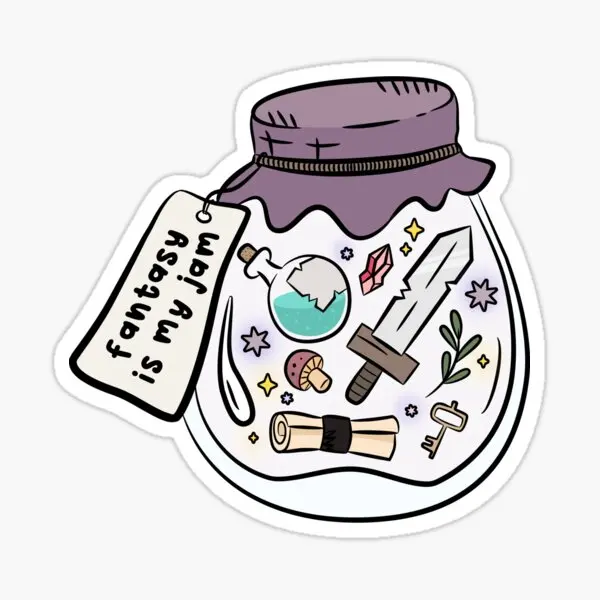 

5 шт. прозрачных наклеек Fantasy Is My Jam для забавных комнат, детские украшения для окон и автомобиля, художественные бутылки для воды в стиле аниме для дома