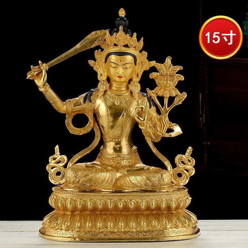 

45cm large Buddhism Gilding Buddha statue Asia Tibet HOME temple altar bless safe healthy Bodhisattva Manjusri guan yin Buddha