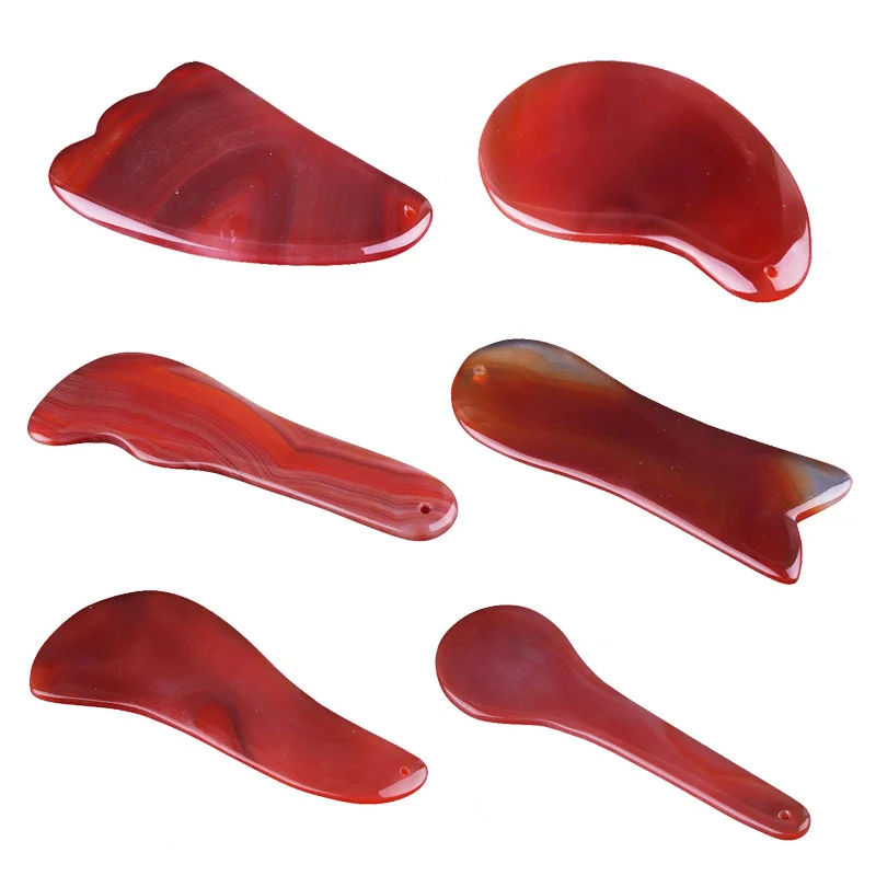 

Red Onyx Gouache Scraper Guasha Jade Massager For Face Natural Gouache Stone Gua Sha Scraper Facial Massage Tool Face Scraper