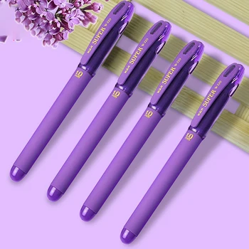 3/4/6/8/12 pezzi Penne neutre viola 1.0mm Grande capacità Ricarica Accessori per ufficio Materiale scolastico Penne a sfera Scrivi senza intoppi