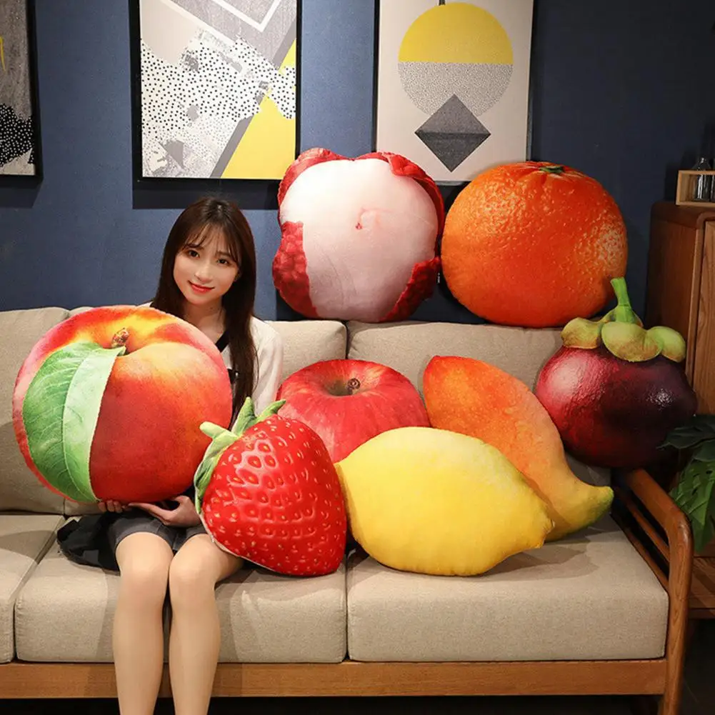 귀여운 봉제 과일 베개, 높은 시뮬레이션 과일 모양, 박제 파인애플 망고 딸기 두리안 베개 쿠션, 크리스마스 선물