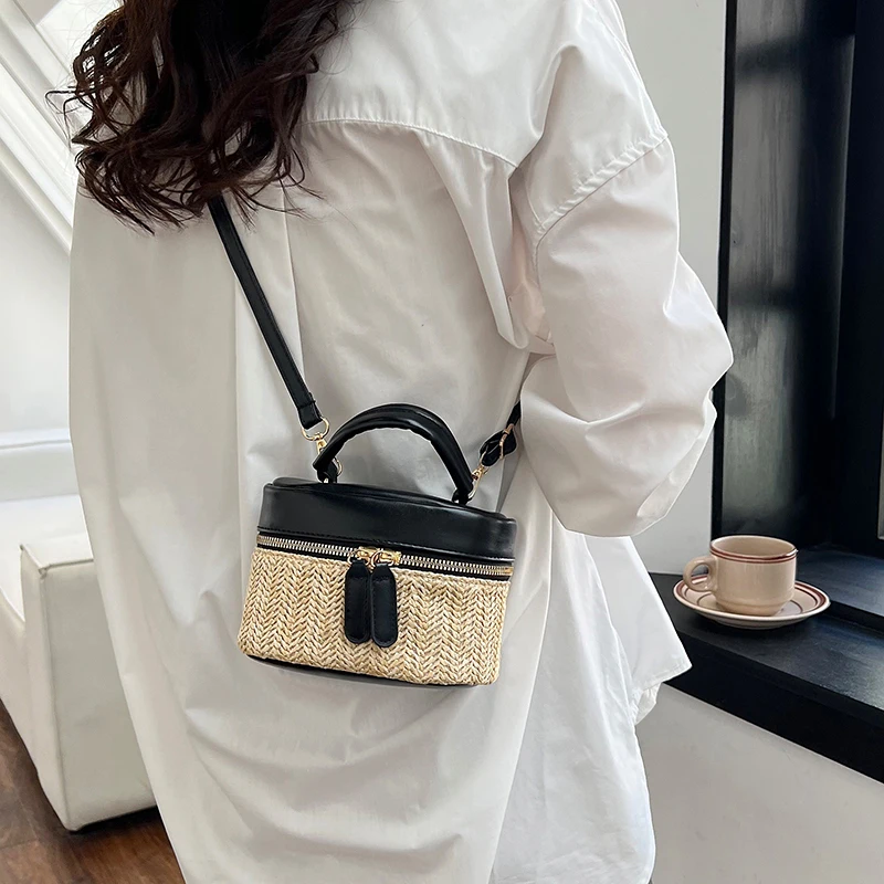 Summer Straw Bags for Women Straw Shoulder Bags Rattan Woven Crossbody Crochet Beach Top Handle Bag Raffia Casual Handbags 2023