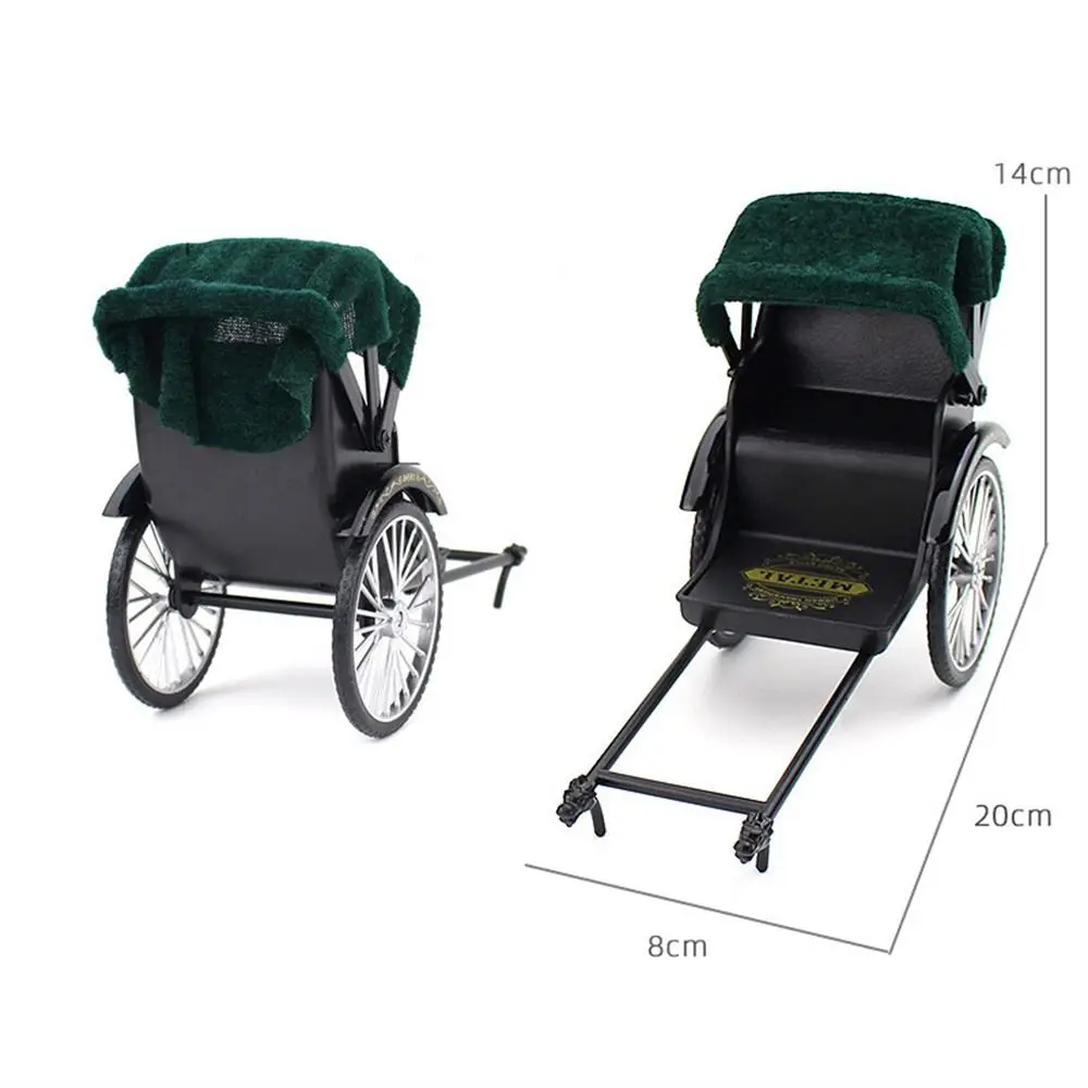 Vintage Classic Tricycle Model Three Wheeled Metal Diecast Simulation Tricycle 1:12 Miniature Model Bike Miniature Model