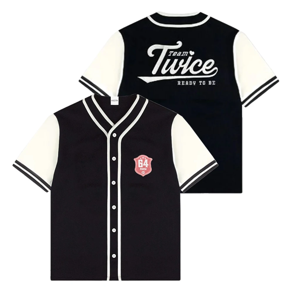 Kpop Twice Momo Merch 5th World Tour Baseball Jersey Streetwear 3D V-Neck Short Sleeve Tee Men Women Fashion Clothes