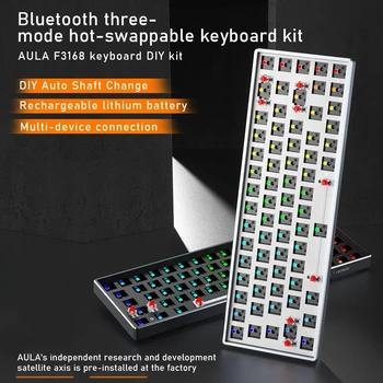 AULA F3168 Keyboard DIY Hot Swap Keyboard Kit Wired Bluetooth 2 4G 68 Keys Rainbow