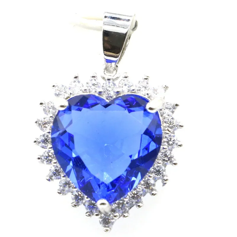 6.5g Customized 925 SOLID STERLING SILVER  PENDANT Heart Shape Swiss Blue Tourmaline Morganite Violet Tanzanite Amethyst Peridot