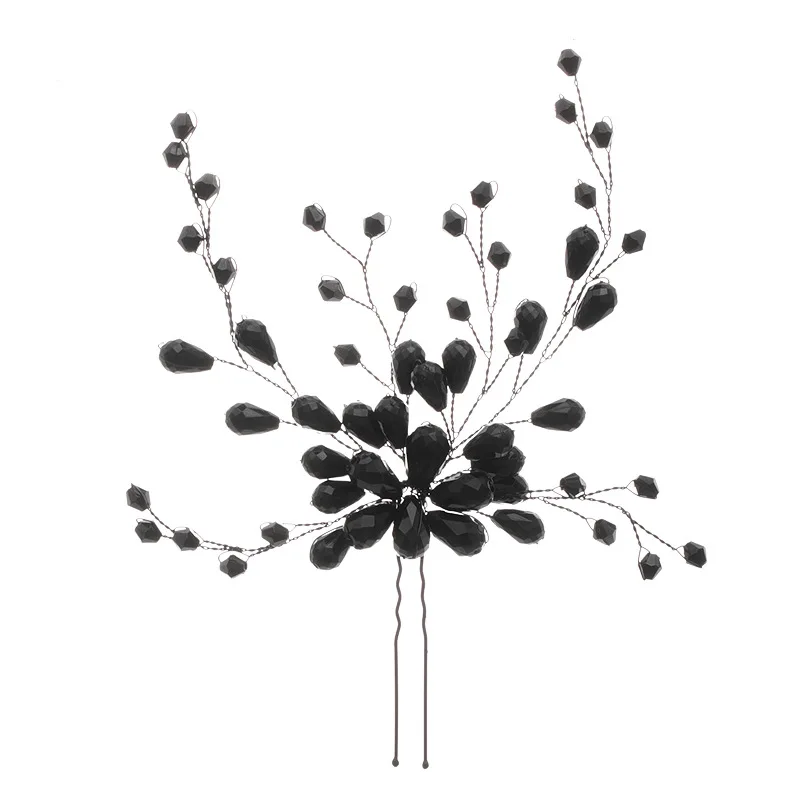 Black Color Crystal Hairpin Hair Clip for Women Bride Baroque Rhinestone Hair Pin Clip Band Bridal Wedding Accessories hair accessory hair clip bridal headwear pearl hairpins