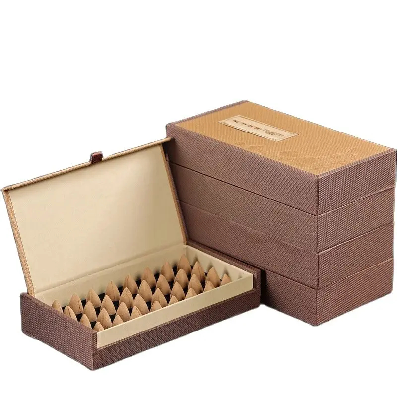 

2 Boxes Backflow Incense Cones Gift Box 64 Pieces Pagoda Incense Cones Bullet Head Sandalwood Incense Cones For Home Temple