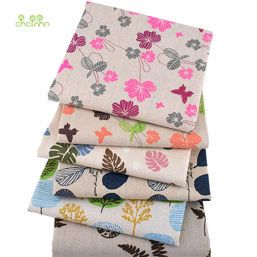 Chainho,Printed Cotton Linen Fabric,DIY Sewing Quilting Material,Patchwork Cloth,Furniture Cover Textile,4 Specification,CL31