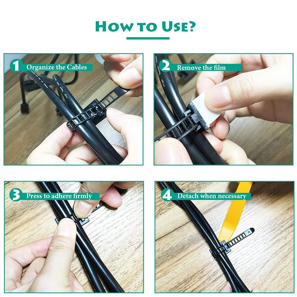 20/10/5PCS 조정 가능한 케이블 주최자 와이어 와인 더 클립 자체 접착 마우스 키보드 홈 네트워크 케이블 클립 코드 관리