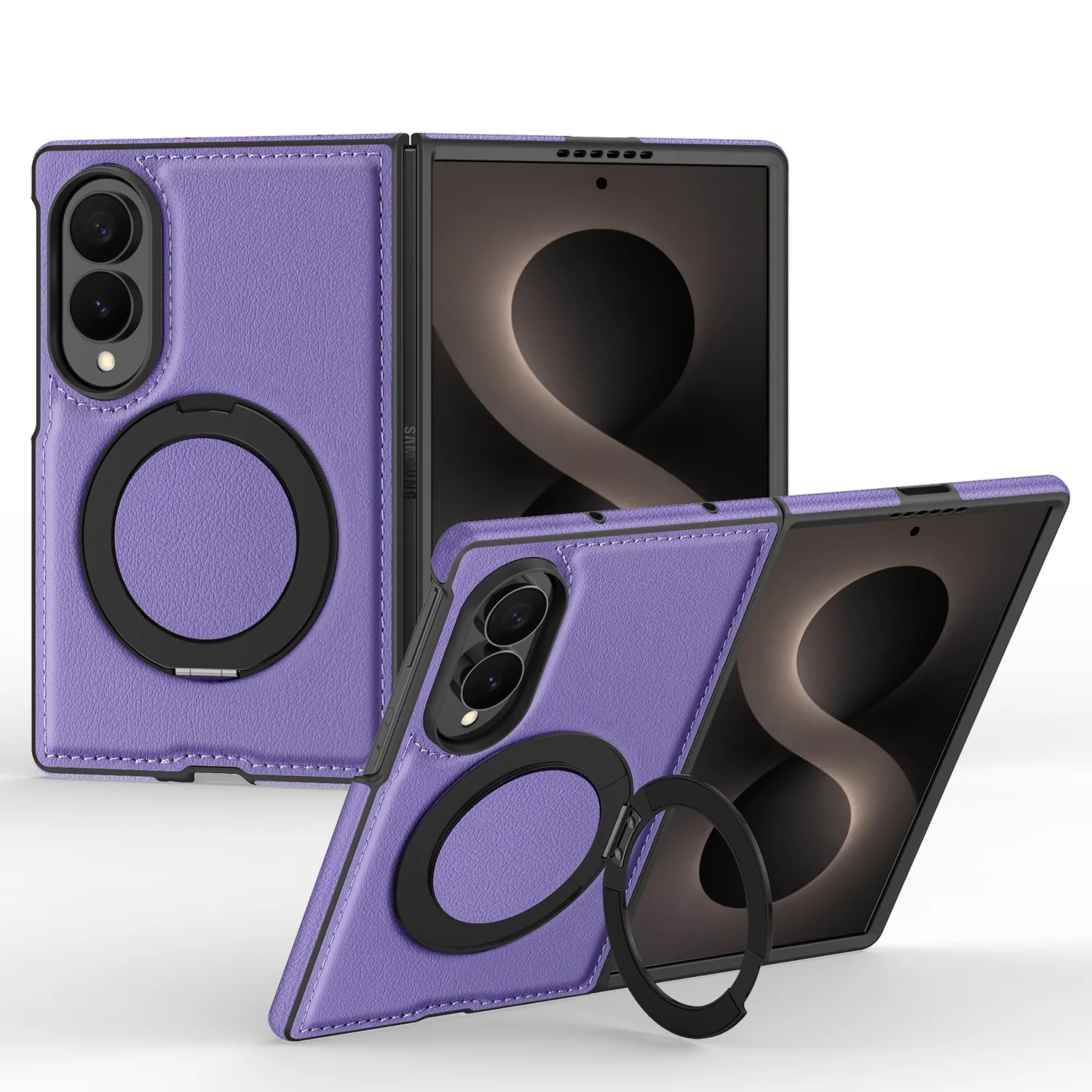 Luxury Leather Texture Rotating Bracket Case with Magnetic Charging Cover