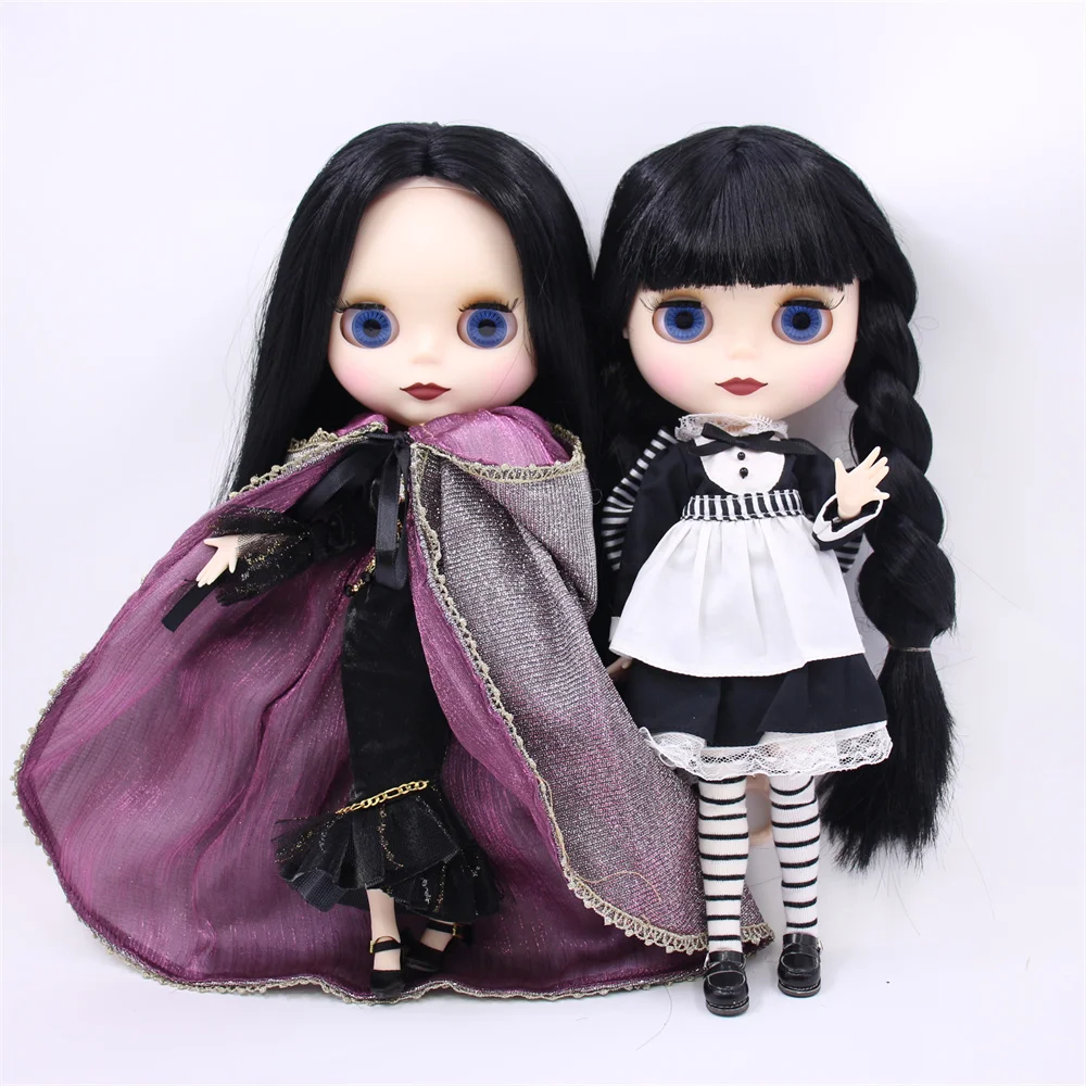 Nude Blythe Doll from Factory 12 Jointed Body Matte Face White Skin Black  Hair