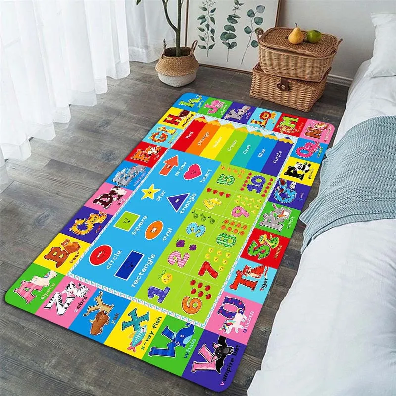 Play Rug Playroom Floor Mat Alphabet Numbers Animals Educational Area Crawling Rugs Room Classroom Nursery BedRoom Decor Carpet 4