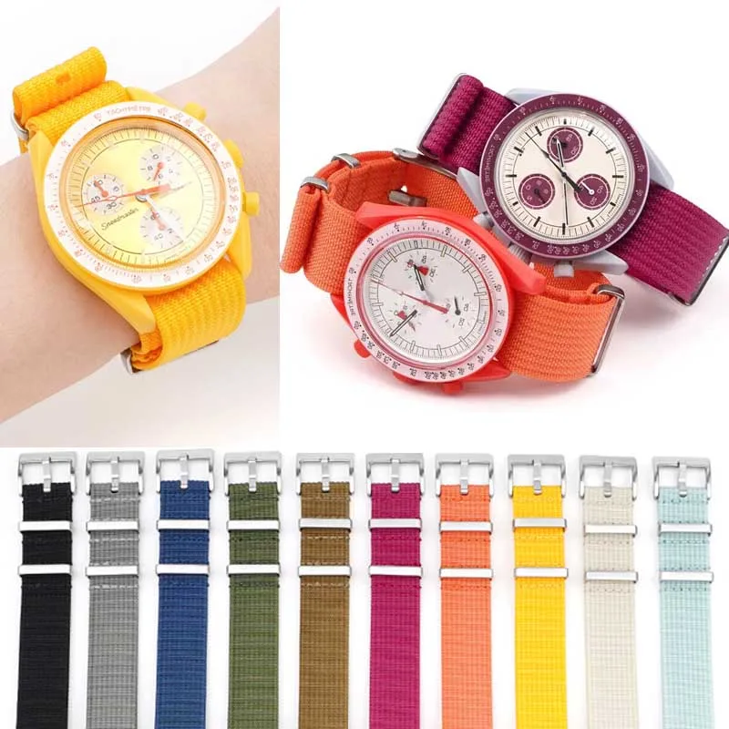 Per Omega Per Cinturino In Nylon Swatch Cinturino In Tela 20Mm Cinturino Da Polso Con Anello Intero Moon Mercury Saturn Jupiter Earth