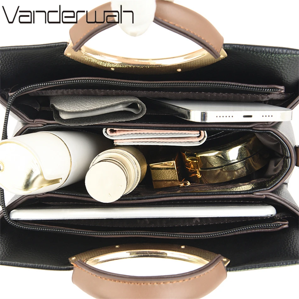 حقيبة كروس من الجلد الطبيعي للنساء ، 3 طبقات ، حقا...