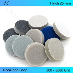 1 Inch 25mm Abrasive Disc Hook and Loop Wet/Dry Sanding Discs 300 - 3000 Grit Round Sandpaper Power Tool Accessory Car Polishing