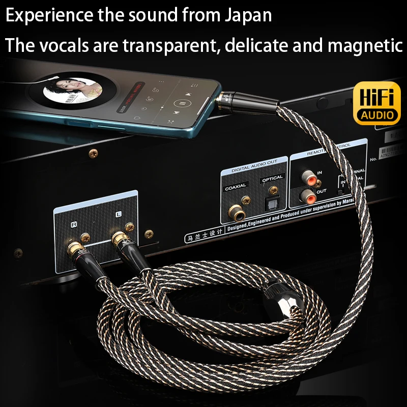 Premium HiFi Stereo Audio Cable - 3.5mm to Dual RCA Connection