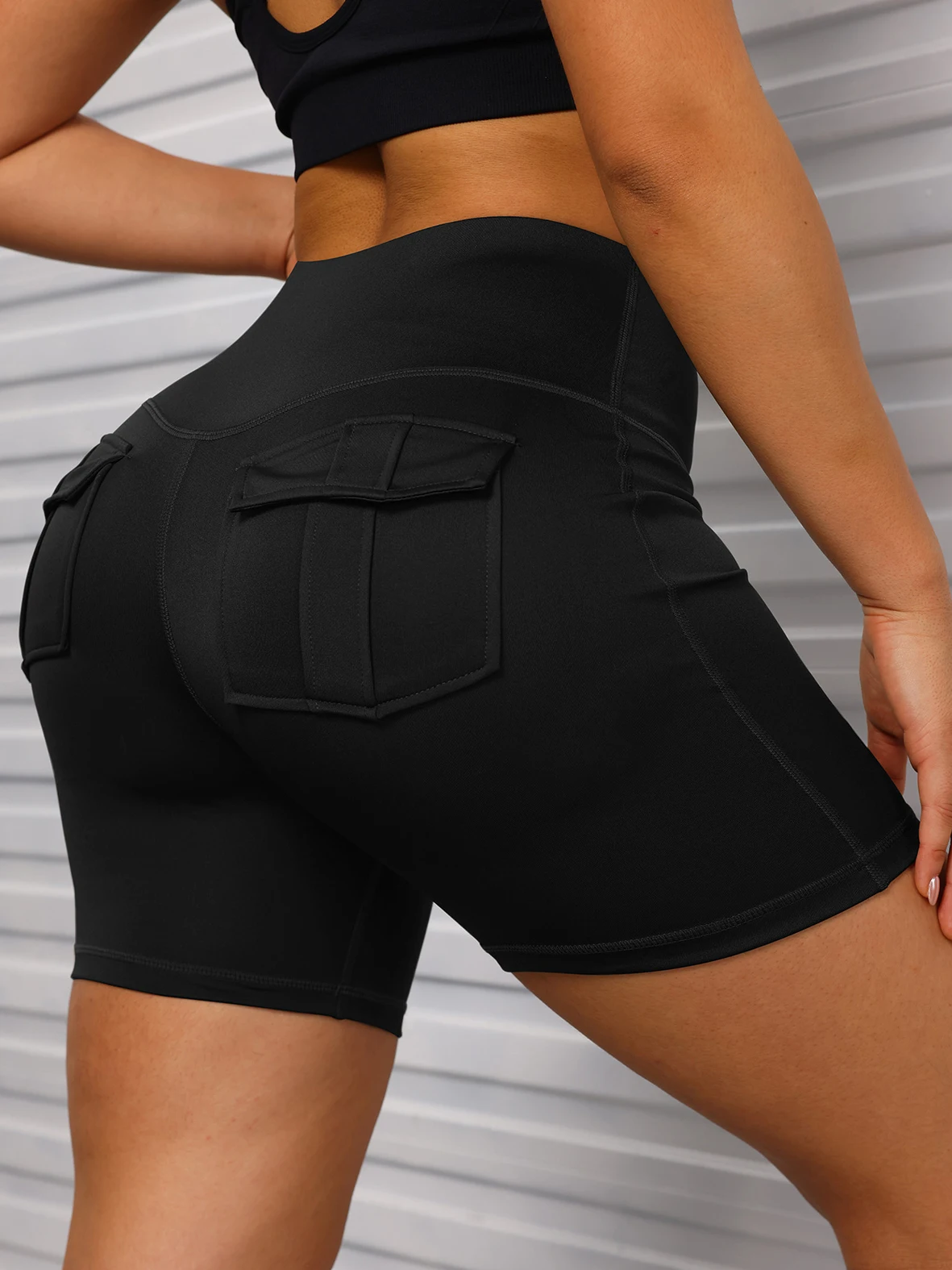 

SALSPOR SALSPOR Yoga Work Clothes 2Pockets Woman High Waist Activewear Running Fitness Shorts Sport Compression Short Pants