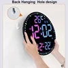 Smart Wifi Colorful LED Large Digital Wall Clock Temperature Date Week Display Dual Alarms Digital Clock 12/24h HomeDecor Remote 5