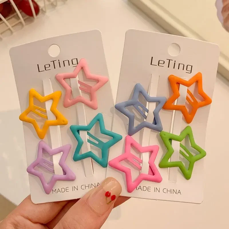Children Hair Clips Ornament Geometric Stars Heart 8 Pcs