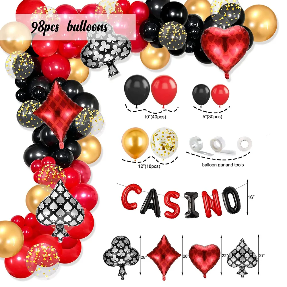 

Casino Theme Party Decorations Las Vegas Birthday Supplies Poker Balloon Garland Casino Honeycomb Decor