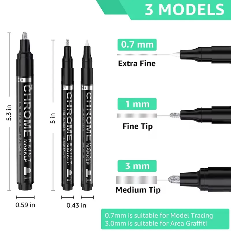 DIY Reflective Art Marker Paint Pen Alcohol Paint Metallic Art Craftwork Silver Mirror Chrome Reflect Permanent Markers Pen