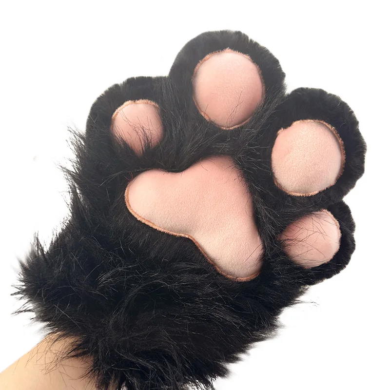 Furry Gloves Plush Faux Fur Cat Claw Fox Paws Mittens For Halloween Cosplay Costume Accessories