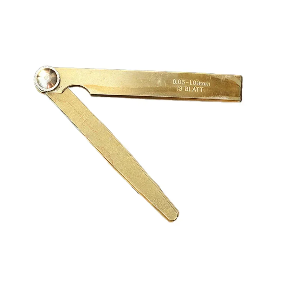 Feeler Gauges High Precision Metric Brass Foldable 0.05-1m 13 Blade Brass Measure Tool 13pcs