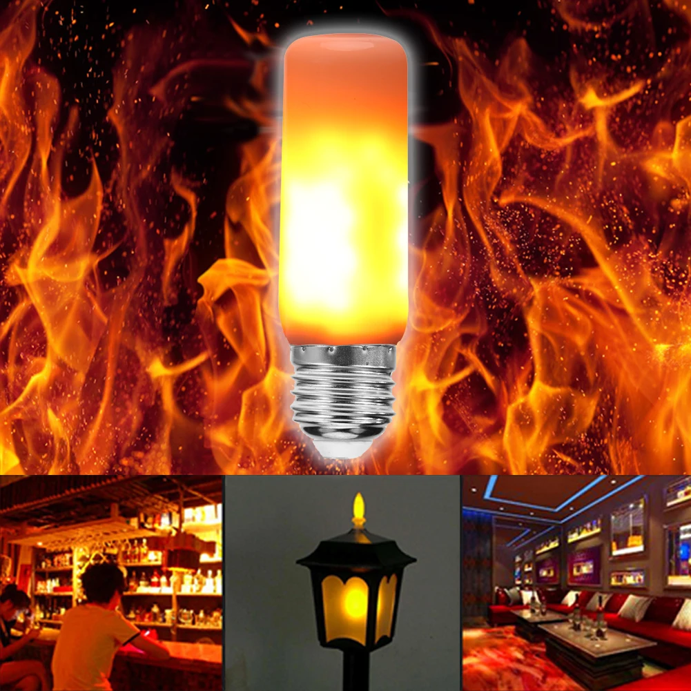 Tanie Lampa LED z płomieniem AC 85-265V 3 tryby lampka imitująca