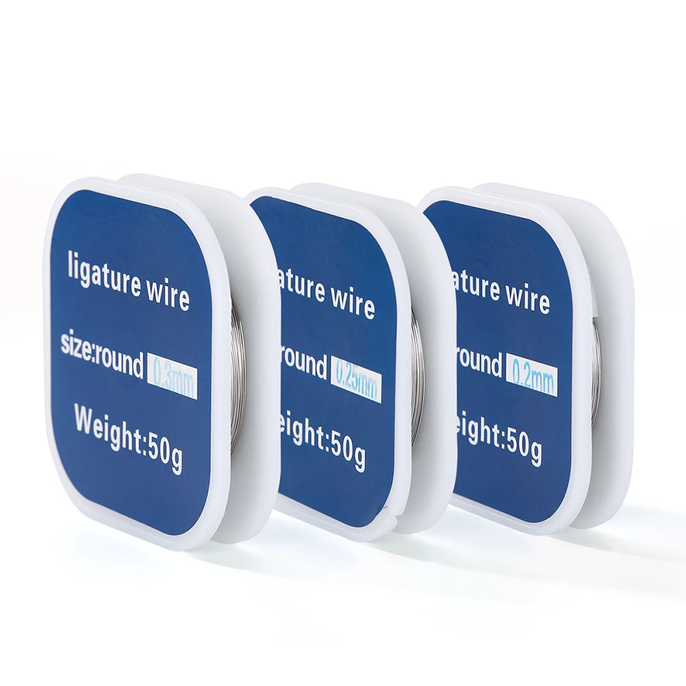 AZDENT 50 g/Rolle Dental Kieferorthopädische Ligatur Draht Bogen Drähte Edelstahl Runde Größe 0,2 mm 0,25 mm 0,3 mm Zahnmedizin Werkzeuge – Detail 1