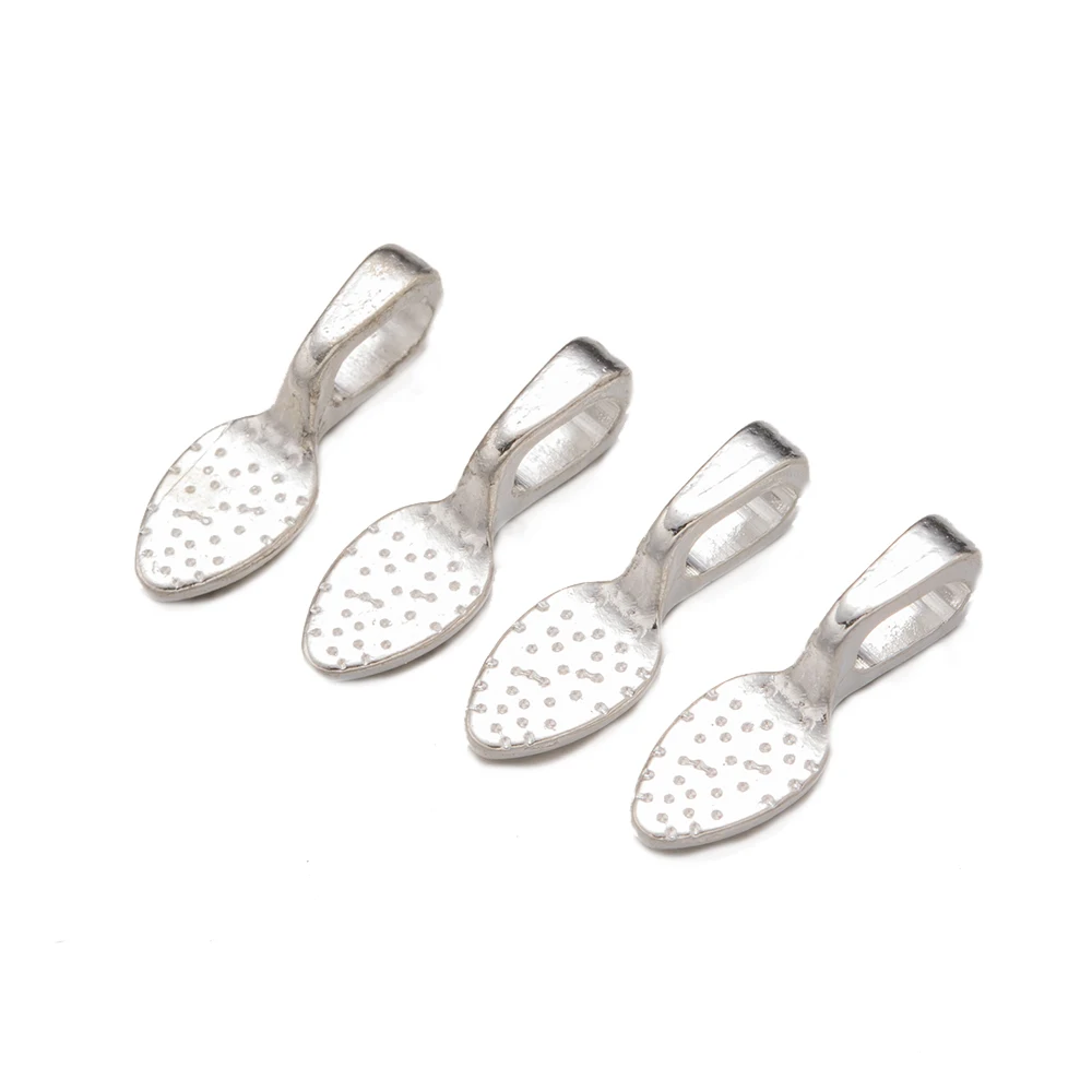 50 stücke Halskette Kaution glänzend Silber Löffel Form Kleber auf Kaution Anhänger Charms DIY Ohrring Glas fliesen Schmuck herstellung Lieferungen – Detail 8
