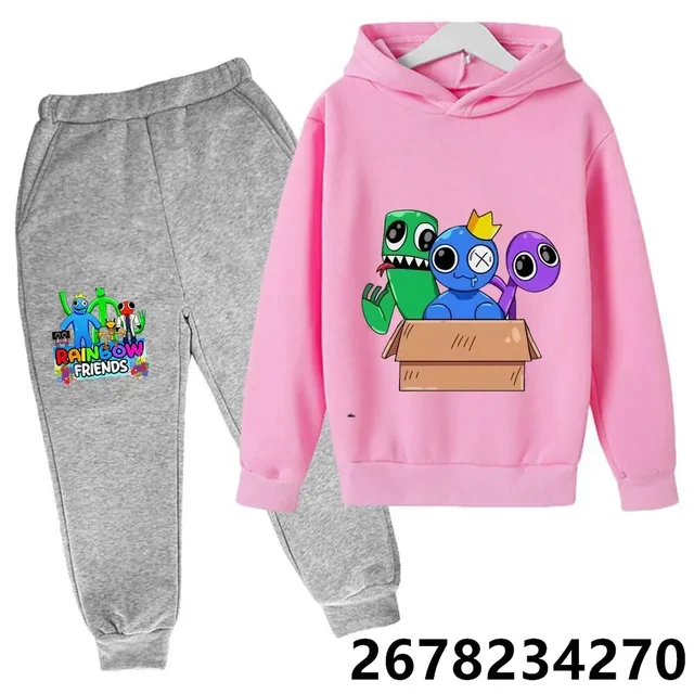 thumbnail image 1 of Nuevas sudaderas con capucha para niños con estampado de dibujos animados de amigos del arcoíris de anime, sudaderas de manga para primavera, otoño e invierno, conjuntos de sudaderas con capucha para, 1 of 5