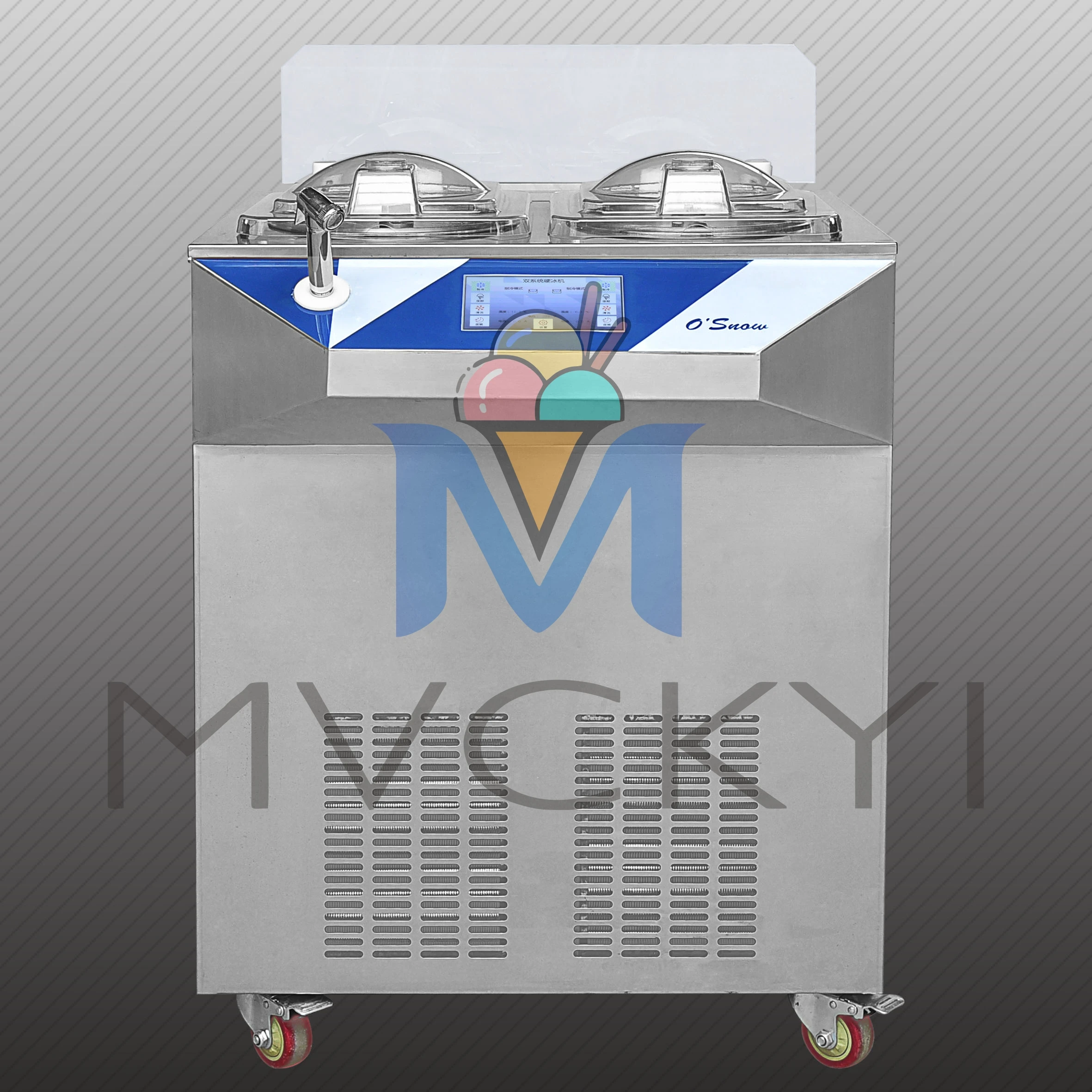 Mvckyi 40L/H Hard Ice Cream Machine/Countertop Gelato Maker /2 Batch Bowls Batch Freezer/Yogurt Making custom logo two way splitter and double bowls machine automatic poultry smart feeder pet with app for dogs and cats