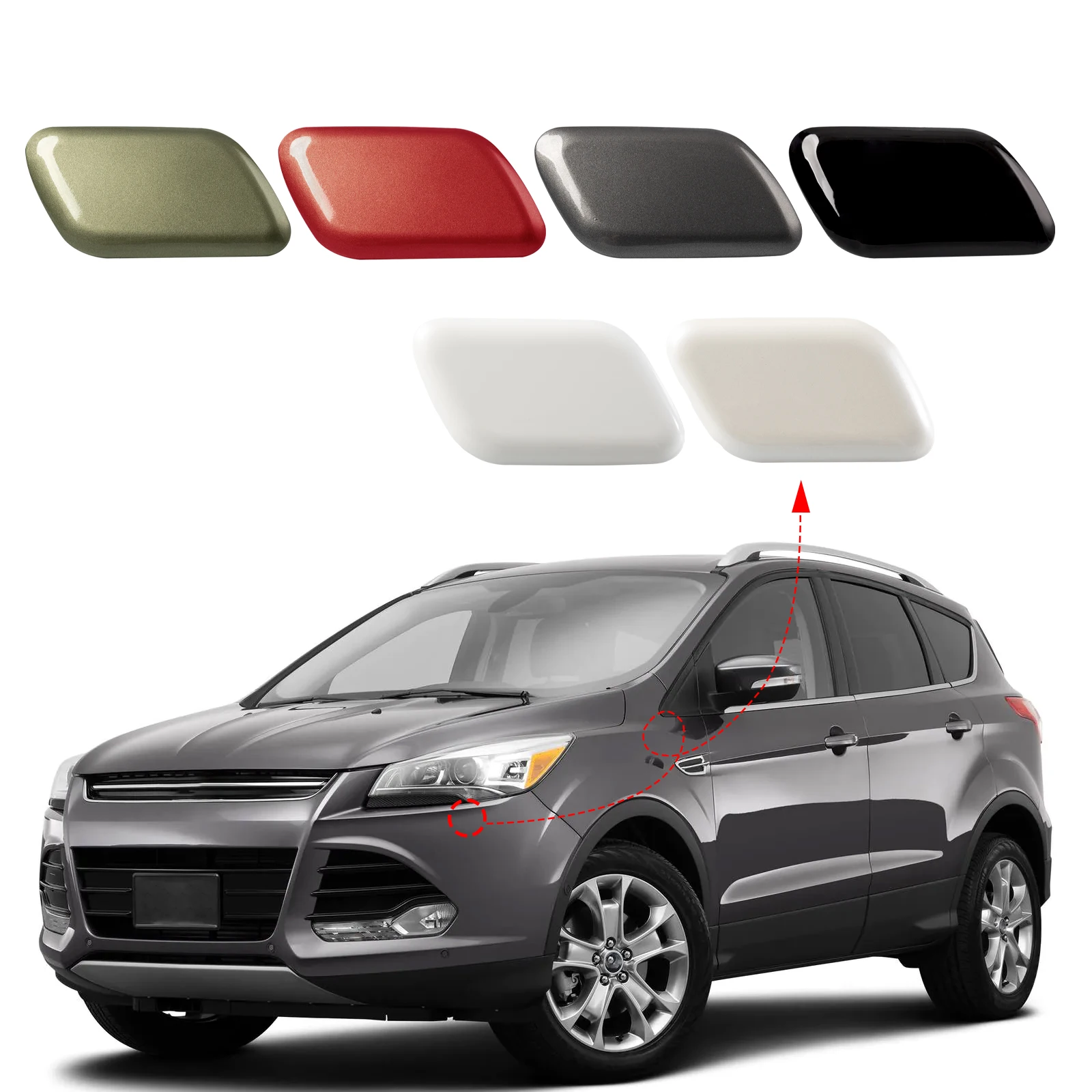 Front Bumper Headlight Headlamp Washer Jet Spray Nozzle Cover Cap For