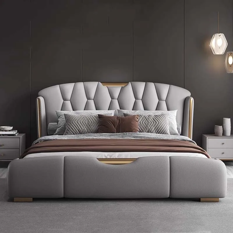 Wood Aesthetic Couple Bed King Size Luxury Multifunctional Bedroom Bed Storage Space Cama De Casal Luxuosa Home Furniture