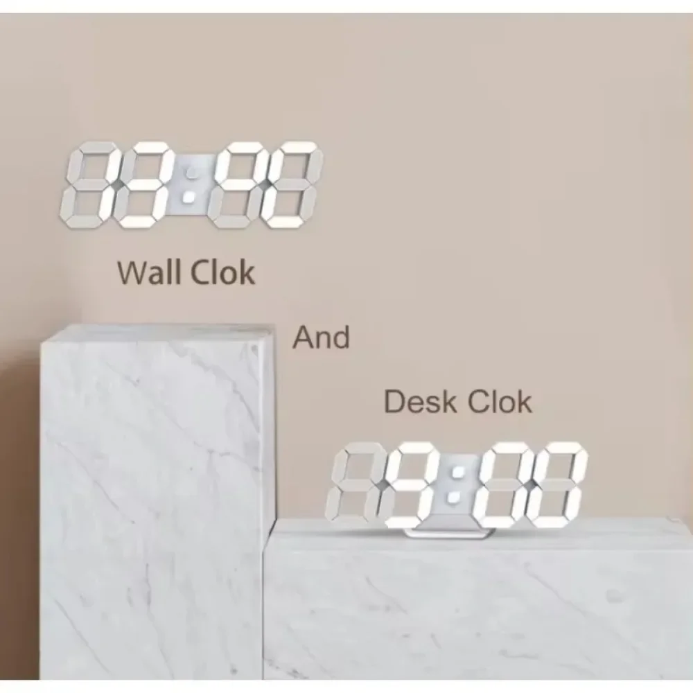 Night Digital Clock Wall Decor Mode Led Home and Decoration Clocks Hanging Watches Bedroom Room Large Interior 3D Light Garden