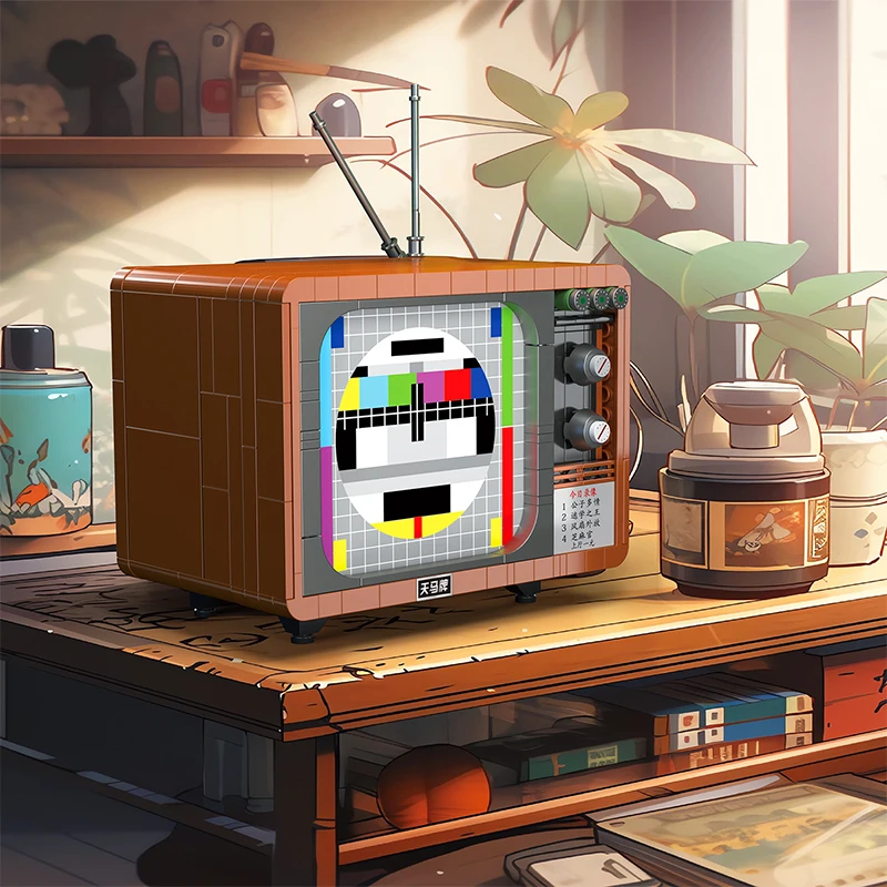 Vintage-Inspired Household Appliances Building Set - Television, Refrigerator, and Radio Toy Bricks