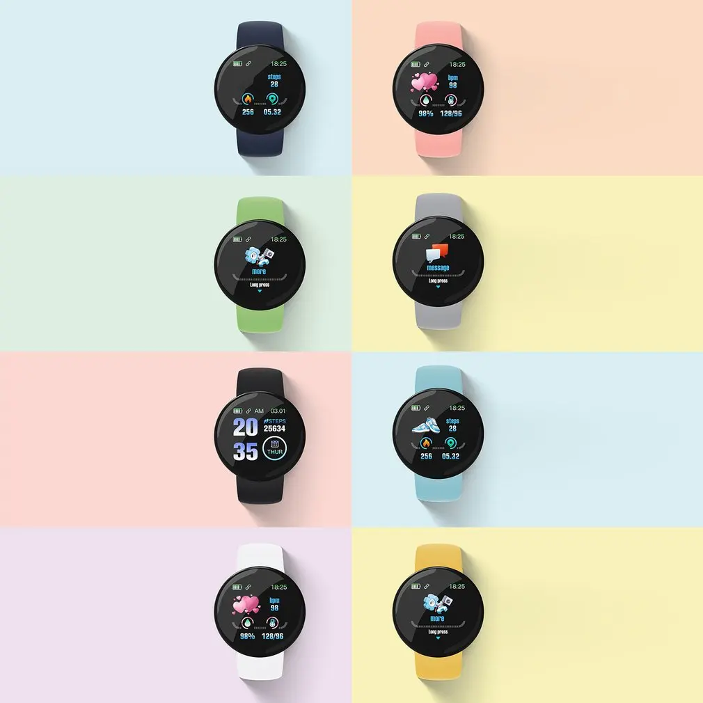 D18 Pro Ʈ ġ   IOS ȵ̵ Bluetooth ƮϽ  Sport Bracelet Heart Rate Blood Pressure Kids Smartwatch