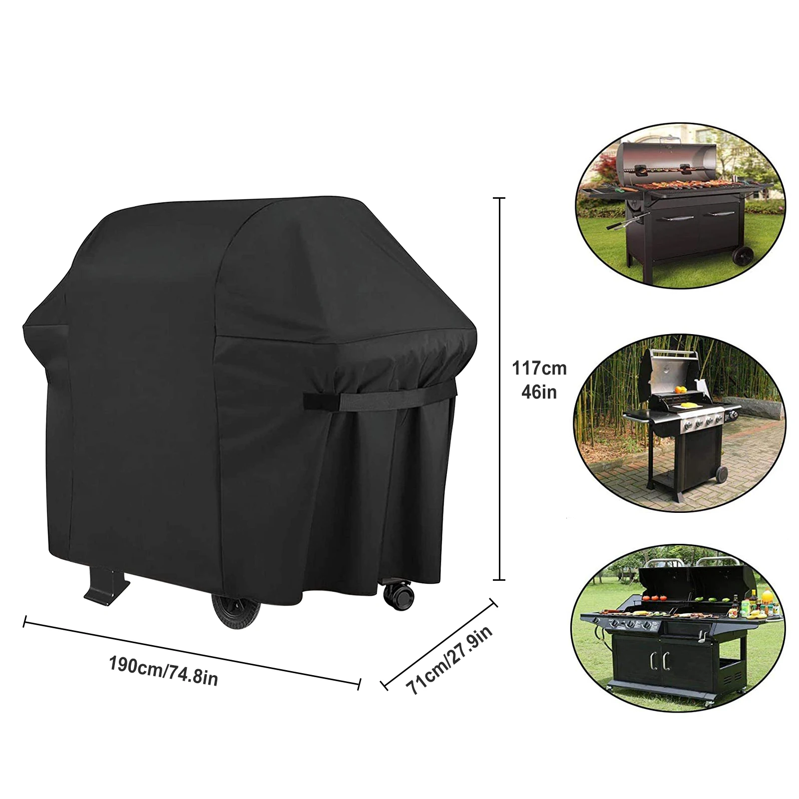 

Outdoor Waterproof BBQ Grill Cover Dustproof Fire Hearth Case Rainproof Dustproof Sunshade Round BBQ Cover Furniture Cover