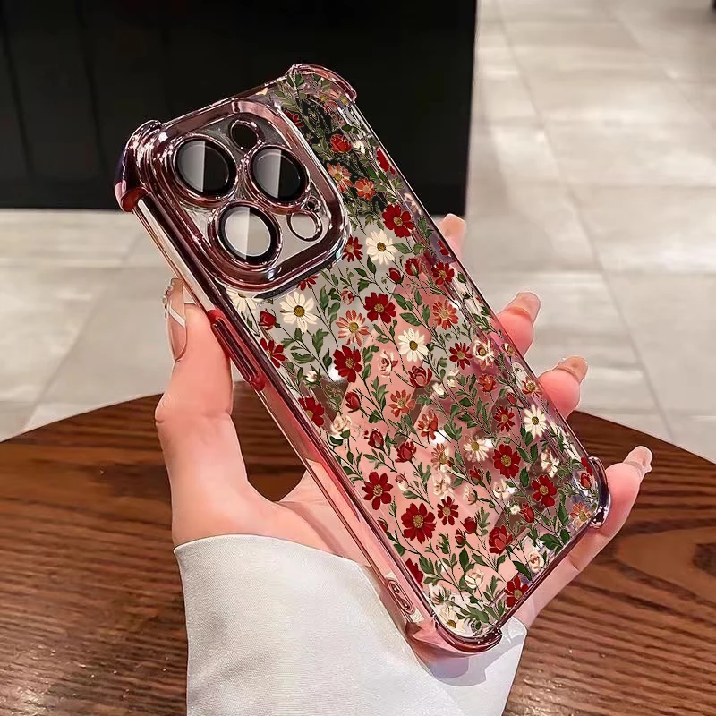Cute Colorful Daisy Candy Plating Transparent Phone Case