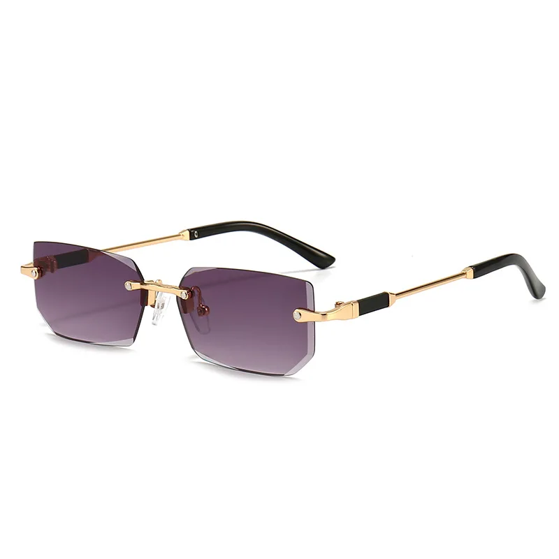 

New Women's Advanced Rectangular Diamond Frameless Sunglasses Fashion Metal Flat Mirror INS High Sense Driving Mirror Sun Visor