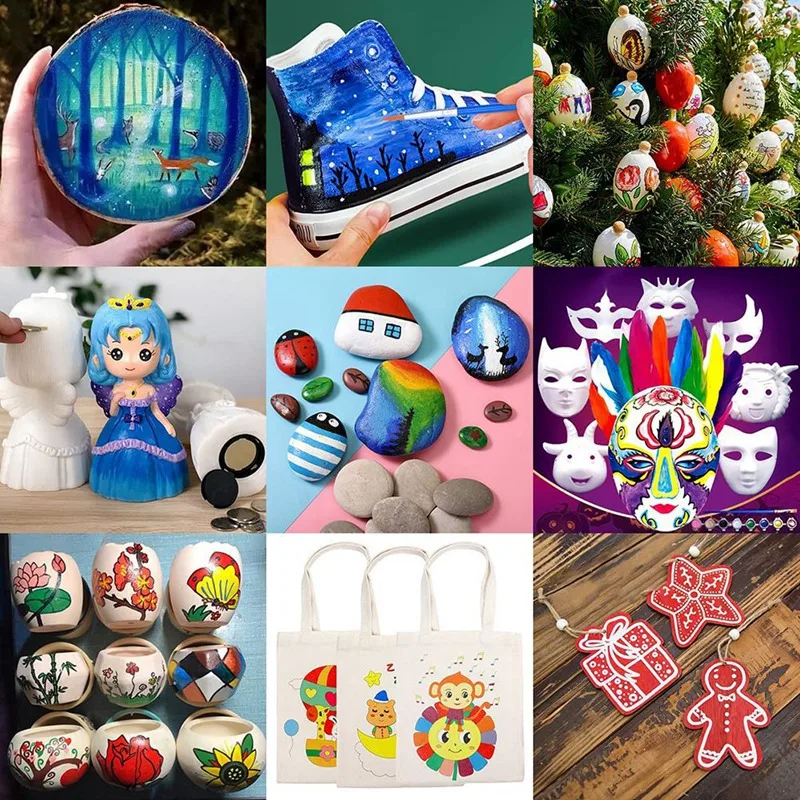 Paint Brushes Bulk Set,120Pcs Paint Brushes For Acrylic Oil Watercolor Painting, Nylon Hair Brushes Kit For Paint Party