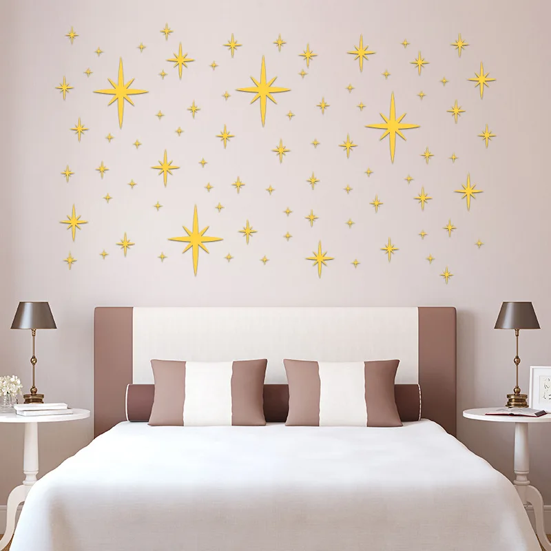 3D Star Mirror Wall Sticker Large Medium and Small Combination Acrylic Mirror Wall Sticker Home Living Room Wall Decorations 2