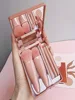 5Pcs Portable Makeup Brush Set With Mirror -  Foldable Travel Kit ，Mini Makeup Brush Set Travel Makeup Brush Set 5