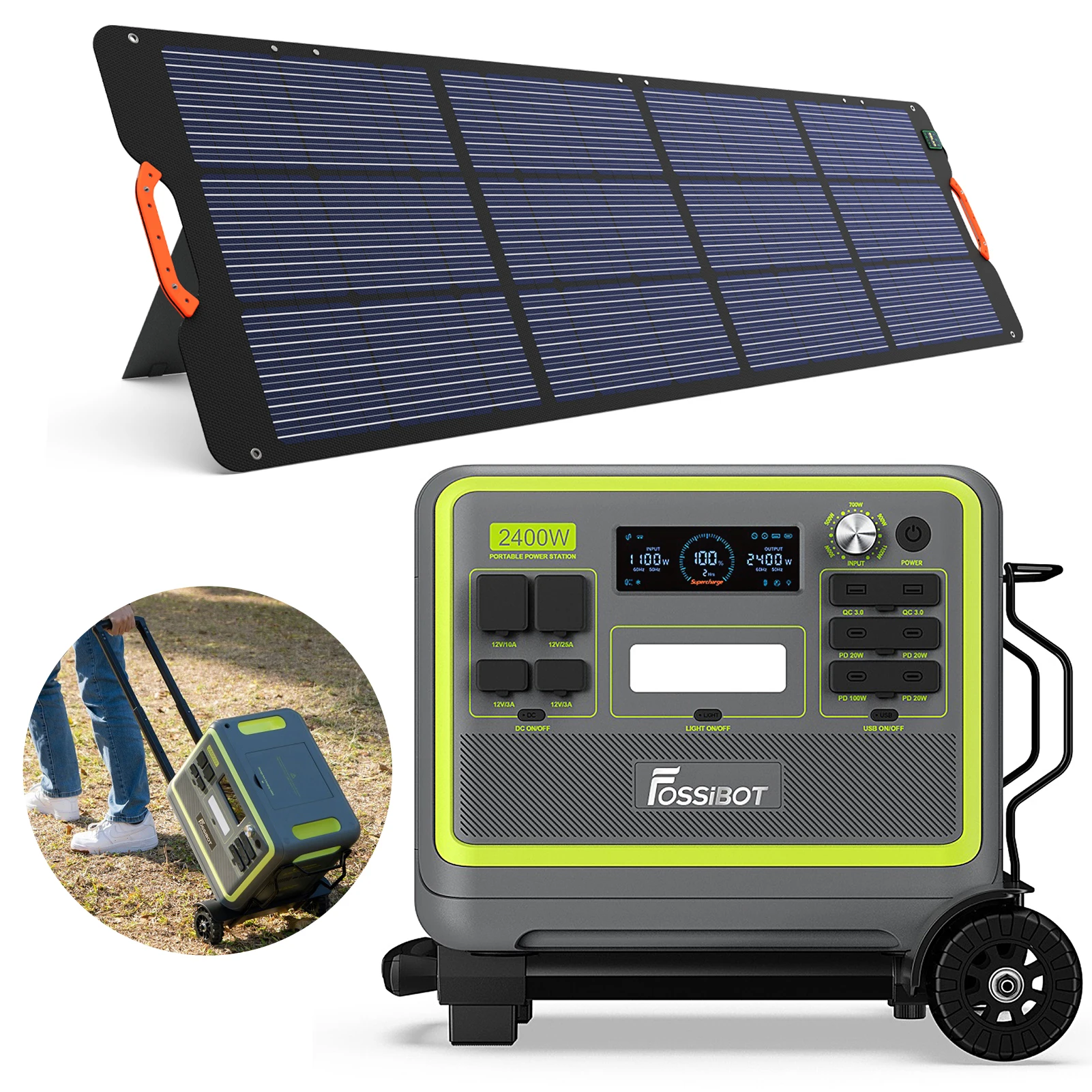 Fossibot F2400 Rechargeable Portable Power Station 1100W 2048Wh/51.2V Solar  Generator with SP200 Solar Panel Emergency Battery - AliExpress